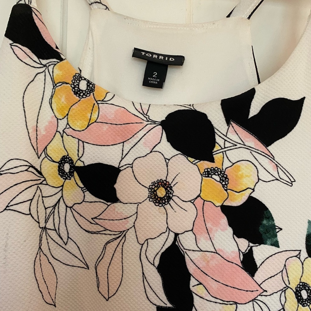 TORRID Super cute floral dress - pastel yellow, pink, and turquoise flowers. 2X